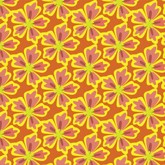 Elegant vector template with a seamless pattern of yellow and red leaves. Ideal for backgrounds, textiles, and seasonal designs.