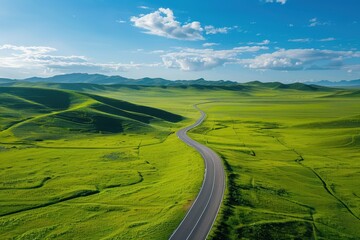 Naklejka premium Scenic road in Inner Mongolia s western grassland
