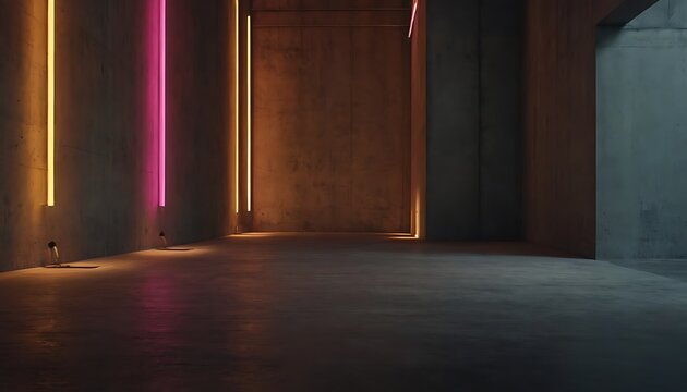 Cyberpunk Laser GLowing Tunnel Corridor Realistic Sci Fi Futuristic Dark Concrete Grunge Basement Underground Shelter Parking Showroom3