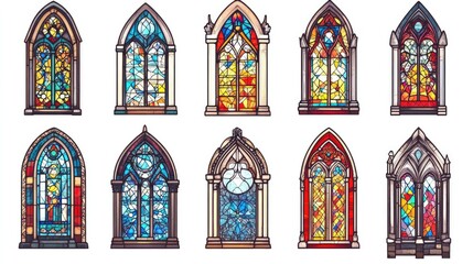 Naklejka premium Stained glass windows on white
