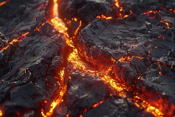 ai generative frozen lava ground cracks