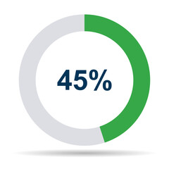 Information round diagram 45 percent shadow icon, infographic pie design, marketing vector illustration