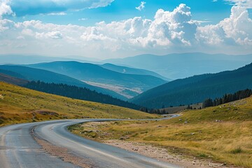Fototapeta premium Scenic Transalpina road through Romania offers stunning mountain views on a roadtrip