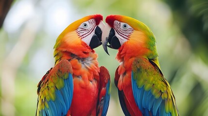 Obraz premium 2 羽の愛らしいコンゴウインコ