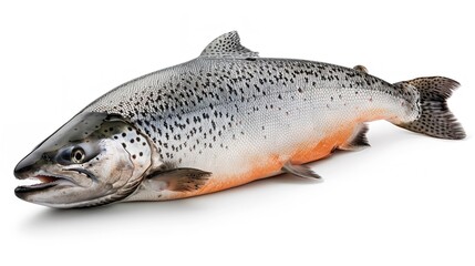Obraz premium Whole Atlantic Salmon fish isolated on a white studio background : Generative AI