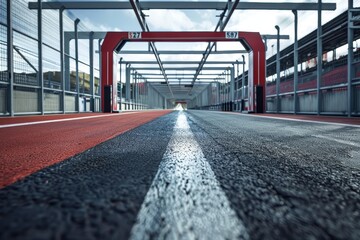The starting gates lined up on the track