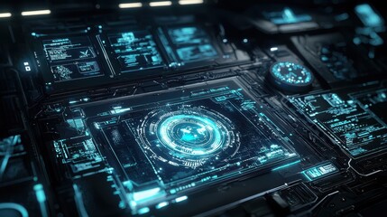 Fototapeta premium Futuristic technology with interactive digital elements