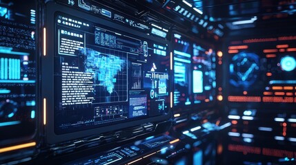 Obraz premium Modern technology environment with lively digital interface.