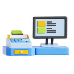 PNG 3D Cashier icon isolated on a white background