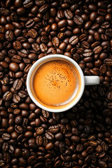Fototapeta premium Delicious coffee beans and cup