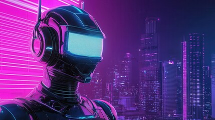 Cyberpunk Robot in Neon City.