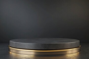 Metal podium isolated on gray background. Product display. 3d illustration.  Generative ai