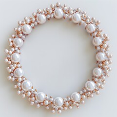 Fototapeta premium Elegant Pearl Encrusted Floating Frame Against White Background