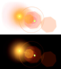 Lens flare design element. PNG format with transparent background and on black.