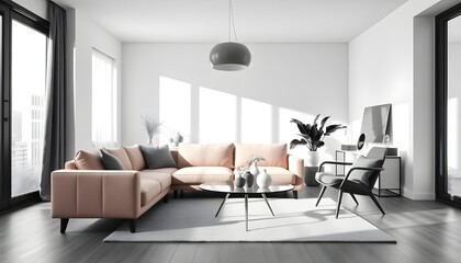 A living room with a couch a table and a lamp