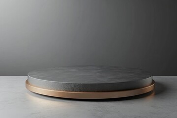 Metal podium isolated on gray background. Product display. 3d illustration.  Generative ai