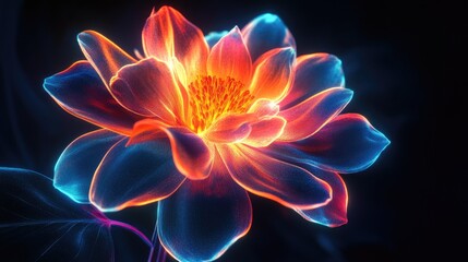Glowing flower in darkness