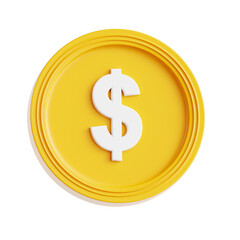 PNG 3D Dollar Coin icon isolated on a white background