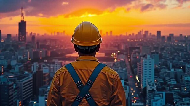 Man the builder opposing the skyline 