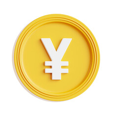 PNG 3D Yen Coin icon isolated on a white background