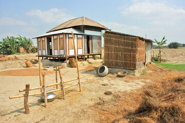 Poor wooden houses Villages in Bangladesh