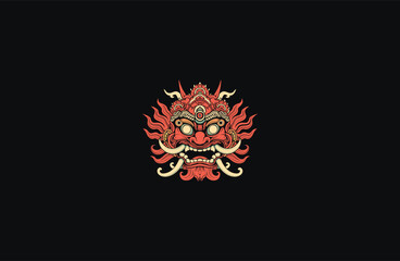 Barong Traditional Balinese Mask art design vector illustration