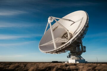 satellite dish on top of a hill or mountain antenna communication technology blue sky sunlight