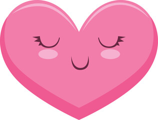 Cute heart with sleeping face. Love fantasy mascot
