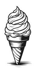 Cartoon Ice Cream Vintage Hand Drawn Line Vector