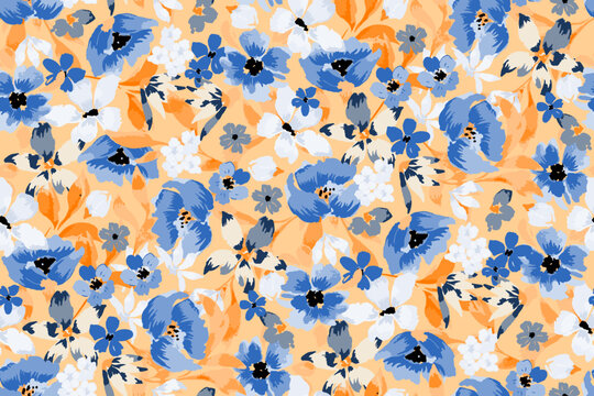 
Cute feminine watercolor seamless pattern with wildflowers.hand drawn, not AI