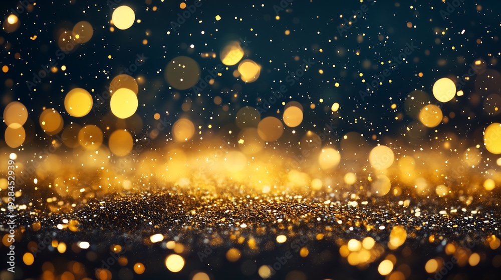 Wall mural golden particles with bokeh