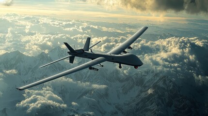 Drone Flying Over Snowy Mountains.