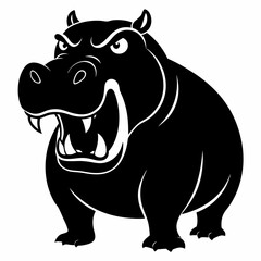  A angry hippopotamus black vector silhouette
