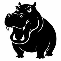  A angry hippopotamus black vector silhouette