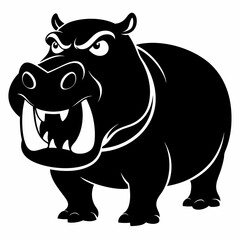  A angry hippopotamus black vector silhouette