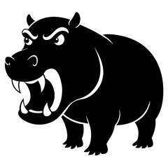  A angry hippopotamus black vector silhouette