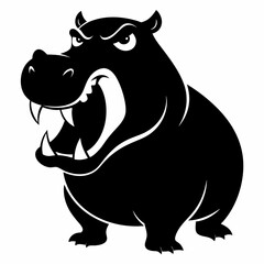  A angry hippopotamus black vector silhouette