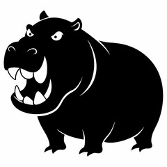  A angry hippopotamus black vector silhouette