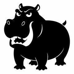  A angry hippopotamus black vector silhouette