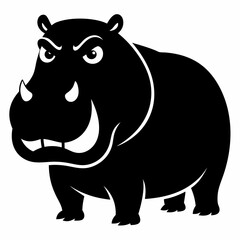  A angry hippopotamus black vector silhouette