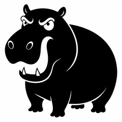  A angry hippopotamus black vector silhouette