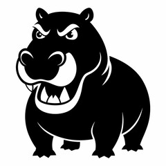  A angry hippopotamus black vector silhouette