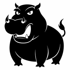  A angry hippopotamus black vector silhouette