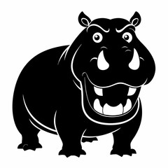  A angry hippopotamus black vector silhouette