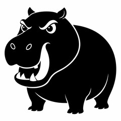  A angry hippopotamus black vector silhouette