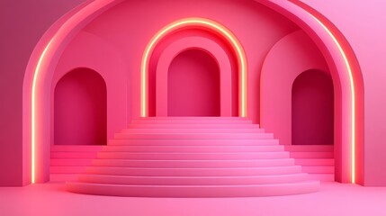 Minimalist podium background, subtle gradients, soft shadows, monochromatic color scheme, flat design illustration