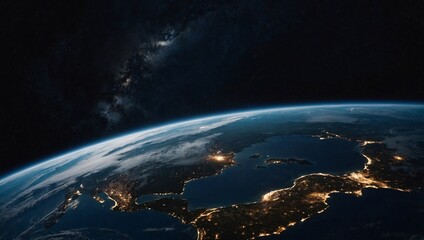Fototapeta premium A dark photo of the earth in the galaxy