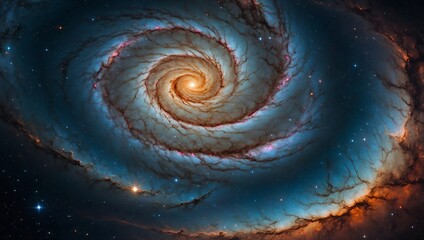 spiral galaxy in the style of sky blue