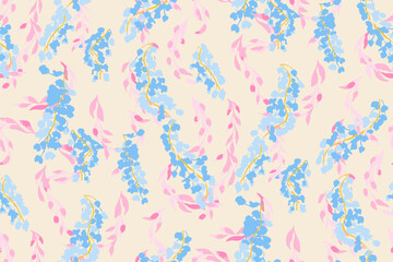 Cute feminine watercolor seamless pattern with wildflowers.hand drawn, not AI