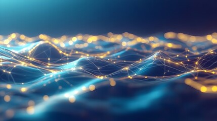 Abstract Blue & Gold Network Background